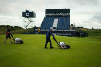 All-electric mowers used at the Open